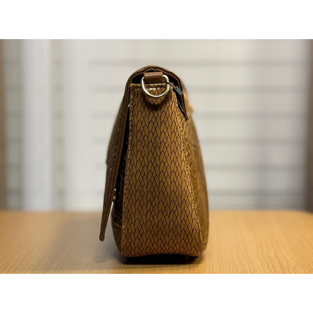 2 Straps Hazelnut Brown Embossed Tooled Artisan LEATHER Crossbody Purse Bolsa - Picture 11 of 16
